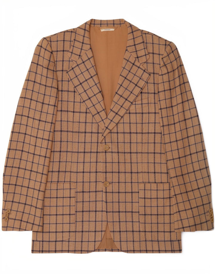 Cerruti 1881 Chaqueta tipo blazer de 2 botones para hombre IT 54 2XL Beige Check Classic