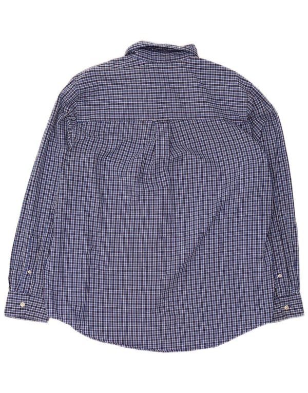 Chaps Camisa de fácil cuidado para hombre de algodón a cuadros azul grande