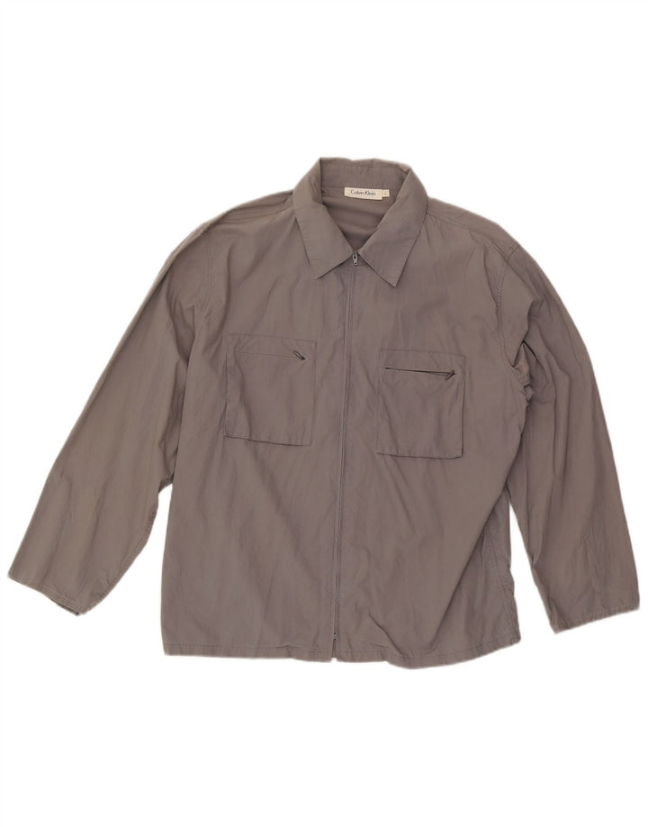 Camisa Calvin Klein para hombre grande de algodón gris