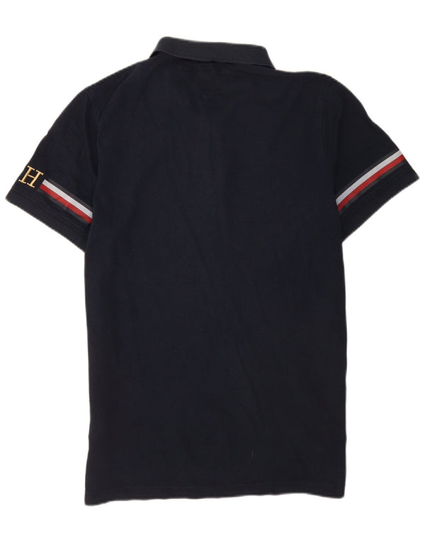 Tommy Hilfiger Polo de corte slim con gráfico para hombre, talla grande, algodón azul marino