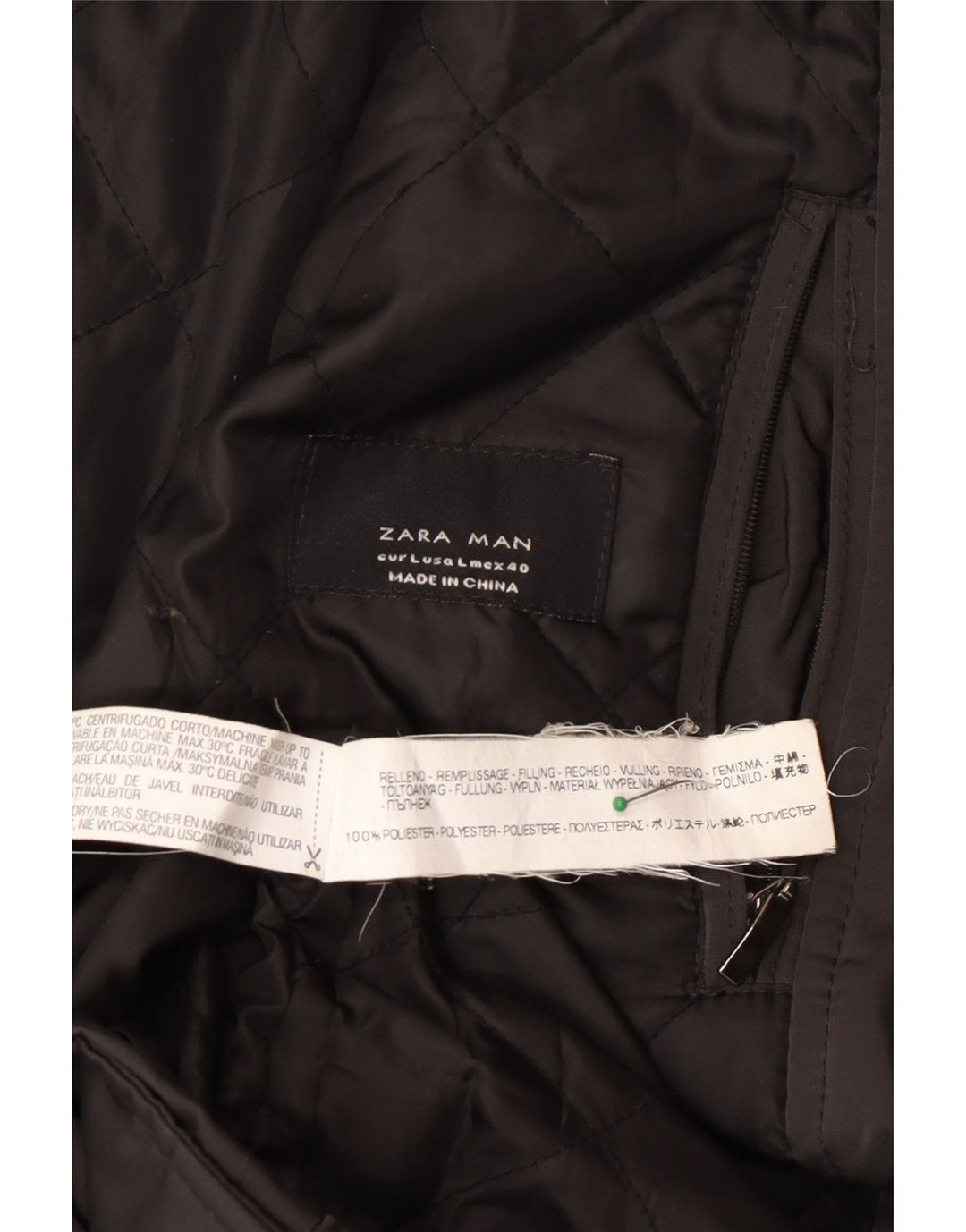 Zara Chaqueta cortavientos para hombre UK 40 Large Poliéster negro