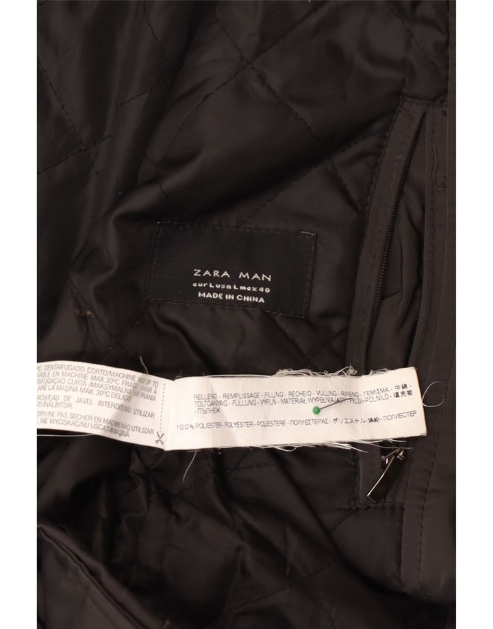 Zara Chaqueta cortavientos para hombre UK 40 Large Poliéster negro