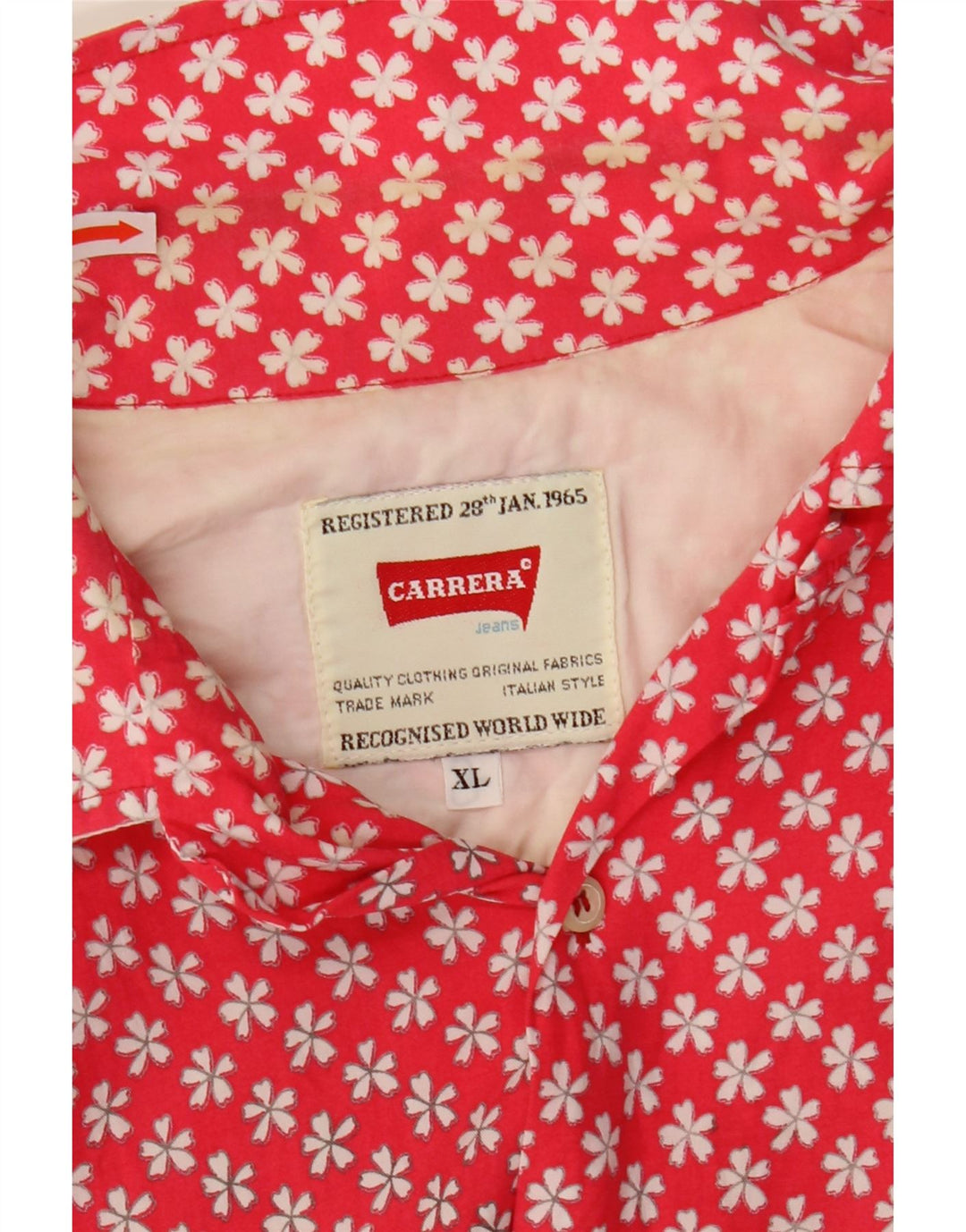 Carrera Camisa Manga Corta Hombre XL Rojo Floral