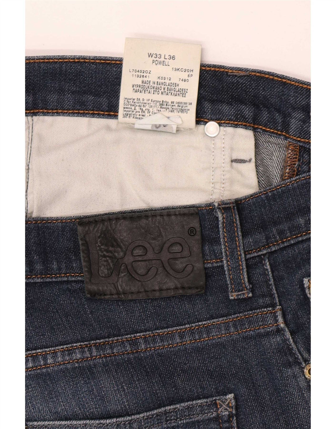 Lee Vaqueros Rectos Powell Para Hombre W33 L30 Algodón Azul