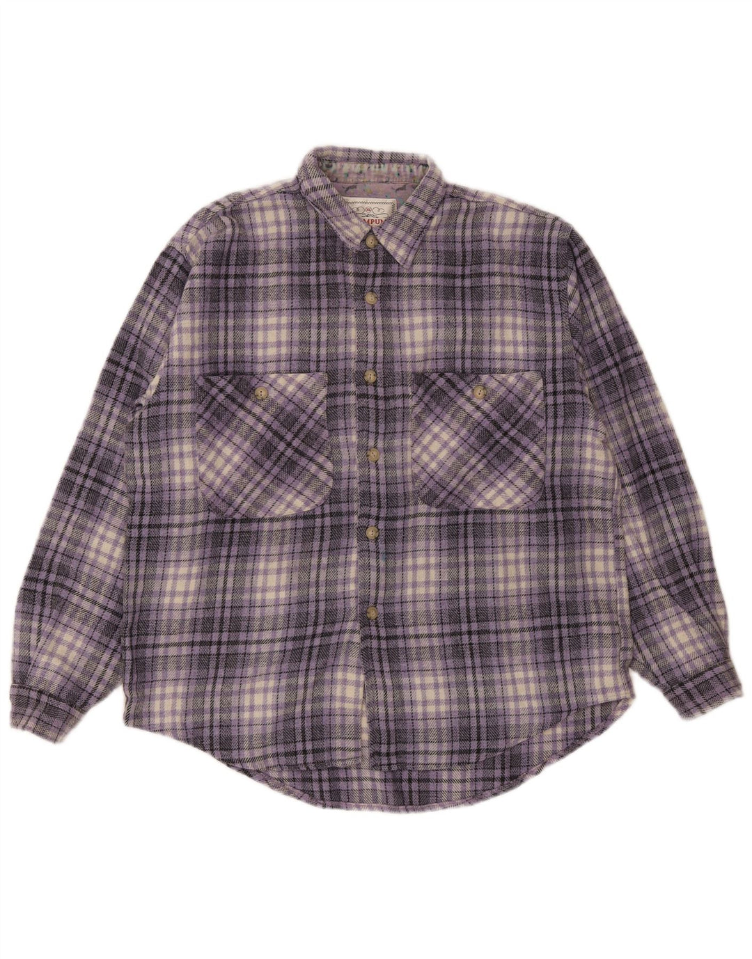 Wampum Camisa De Franela Hombre XL Cuadros Morados