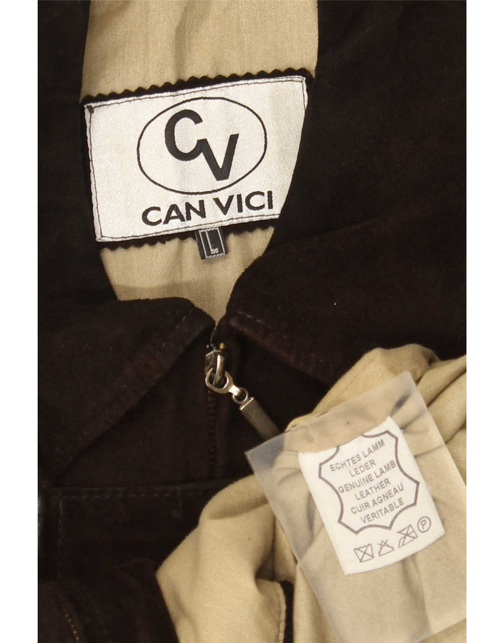 Vintage hombres ante bomber chaqueta Reino Unido 40 cuero marrón grande