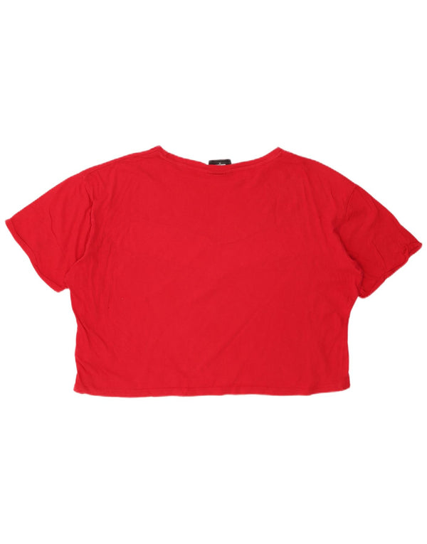 LOTTO Camiseta corta extragrande para mujer UK 40 XL Algodón color block rojo