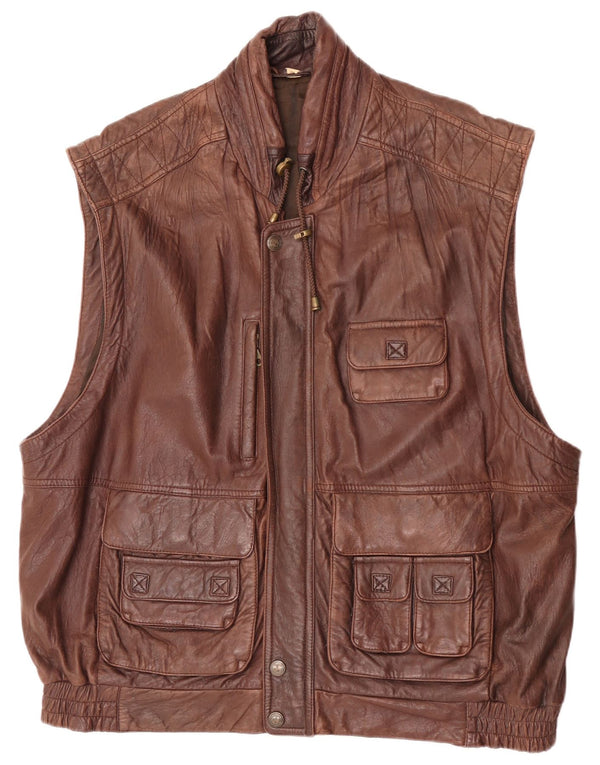 Forster Chaleco de cuero para hombre EU 60 5XL Marrón