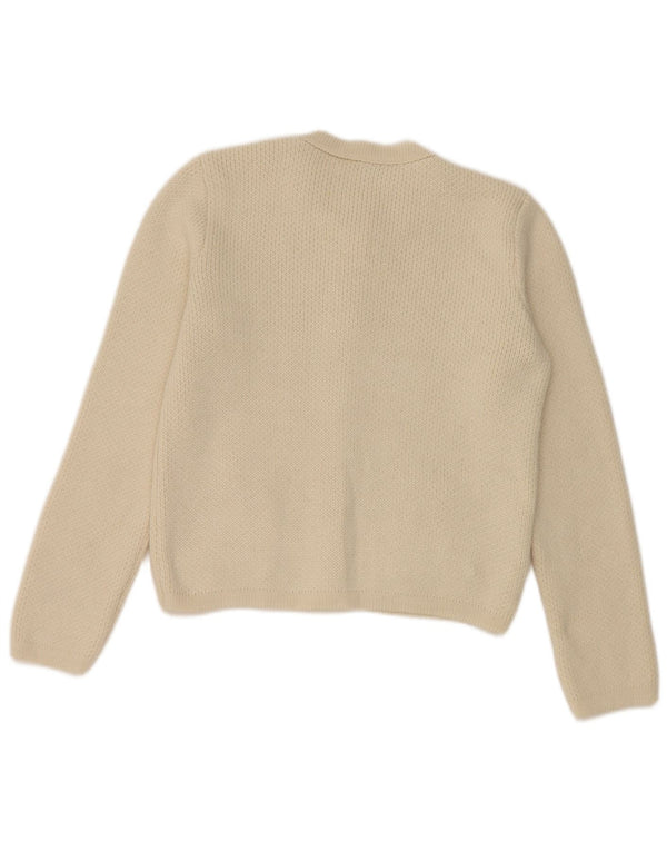 Zara Mujer Cárdigan Suéter UK 12 Medium Off White Acrílico