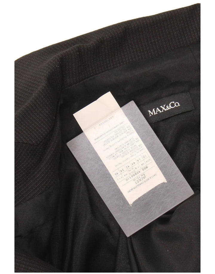 MAX & CO. Chaqueta tipo blazer de 2 botones para mujer, talla 44, talla grande, color negro