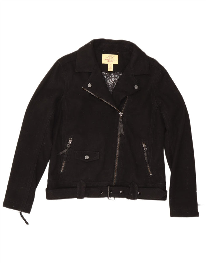 Levi's Chaqueta motera para mujer UK 44 Mediana Lana negra
