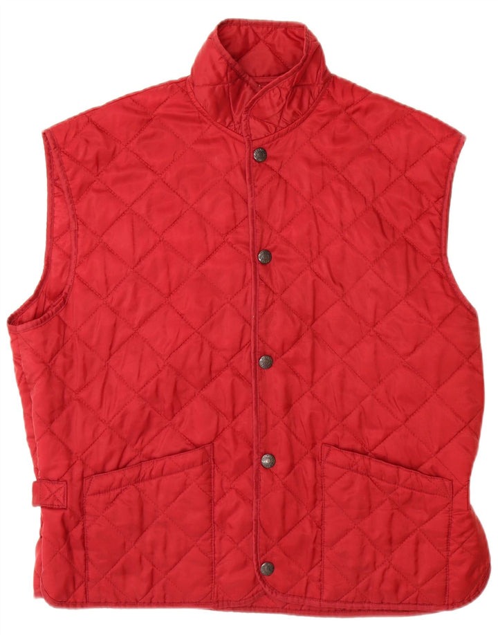 VINTAGE Hombres Acolchado Gilet Reino Unido 38 Rojo Medio