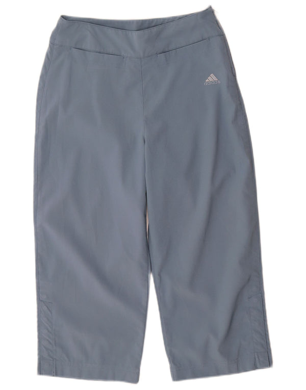 Adidas Pantalones Capri de Pierna Ancha para Mujer UK 10 Small W27 L19 Poliéster Azul