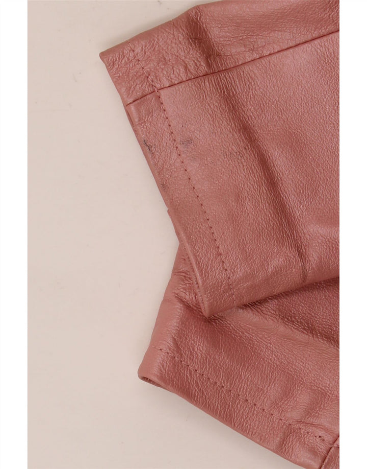 Vintage mujer chaqueta de cuero Reino Unido 18 XL cuero rosa