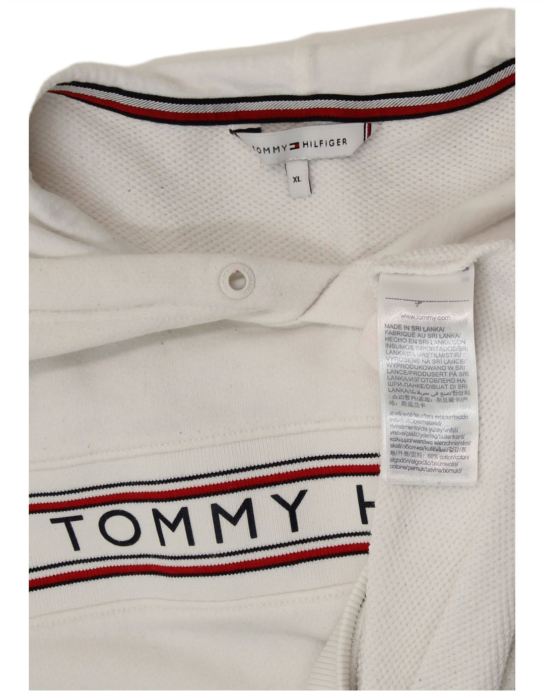 TOMMY HILFIGER Jersey con capucha y gráfico extragrande para mujer UK 40 XL Blanco