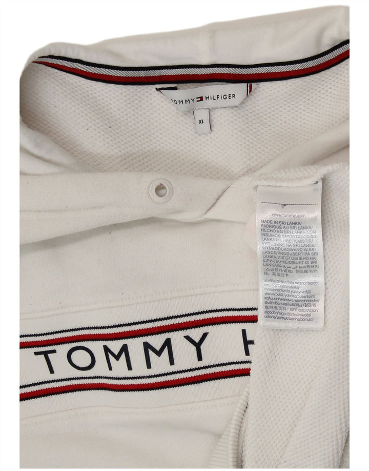 TOMMY HILFIGER Jersey con capucha y gráfico extragrande para mujer UK 40 XL Blanco
