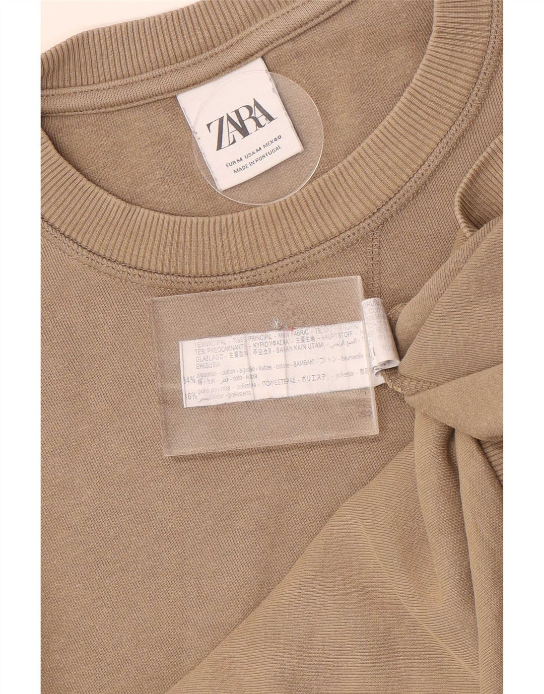 Zara Hombre Sudadera Jumper Algodón Beige Medio