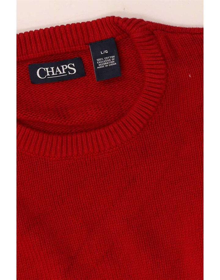 Chaps - Jersey de cuello redondo para hombre, talla grande, algodón rojo