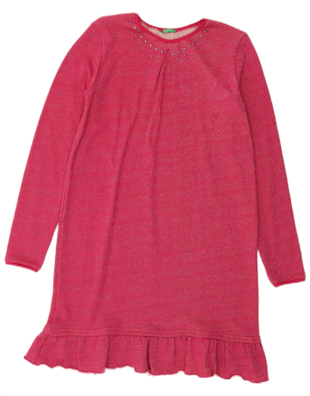 BENETTON Vestido Jersey para Niña 11-12 Años 2XL Rosa Algodón