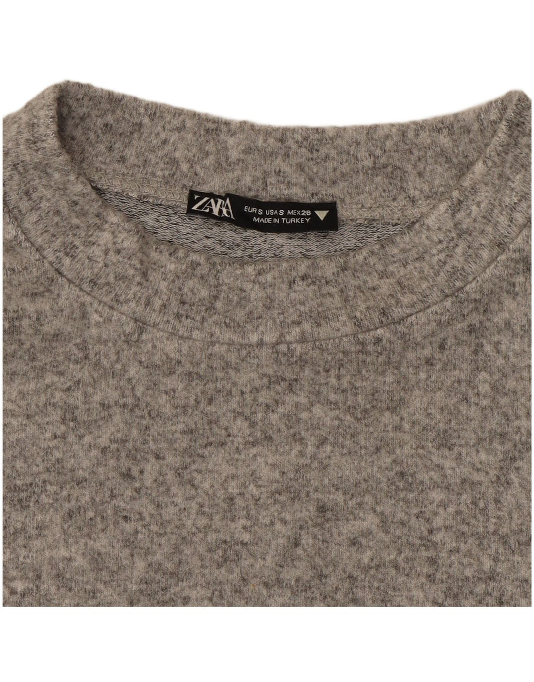 Zara Mujer Crop Top Manga Larga UK 10 Small Gris