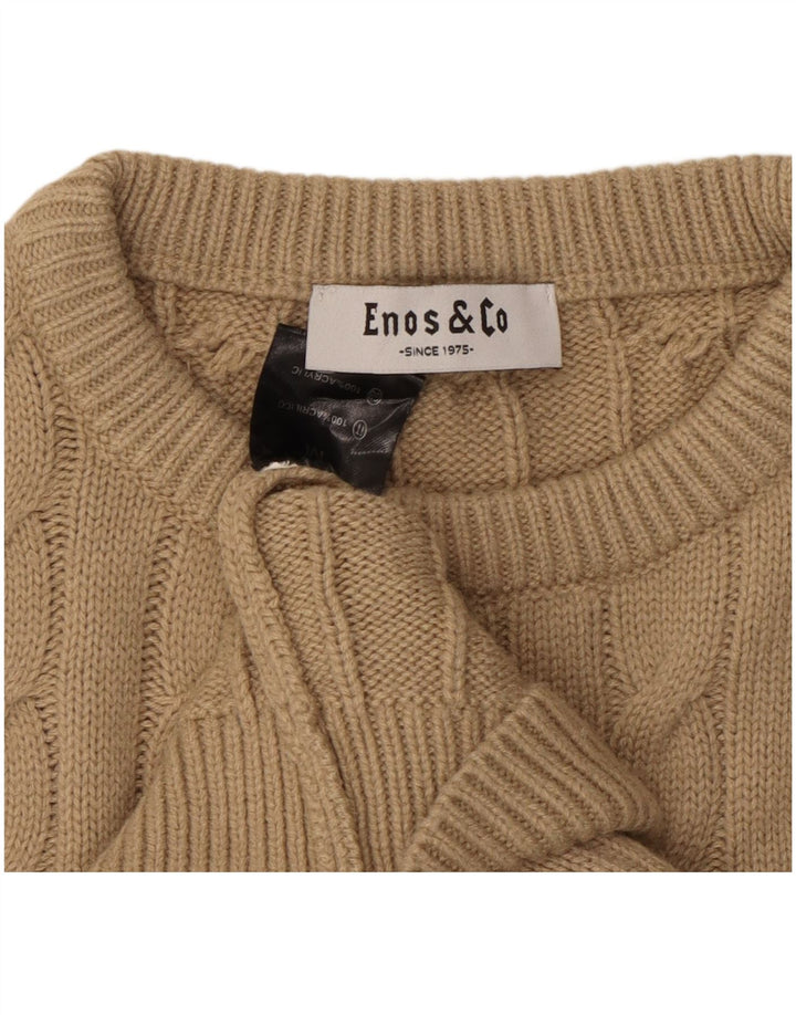 ENOS & CO Suéter tipo jersey con cuello redondo para hombre Acrílico beige medio