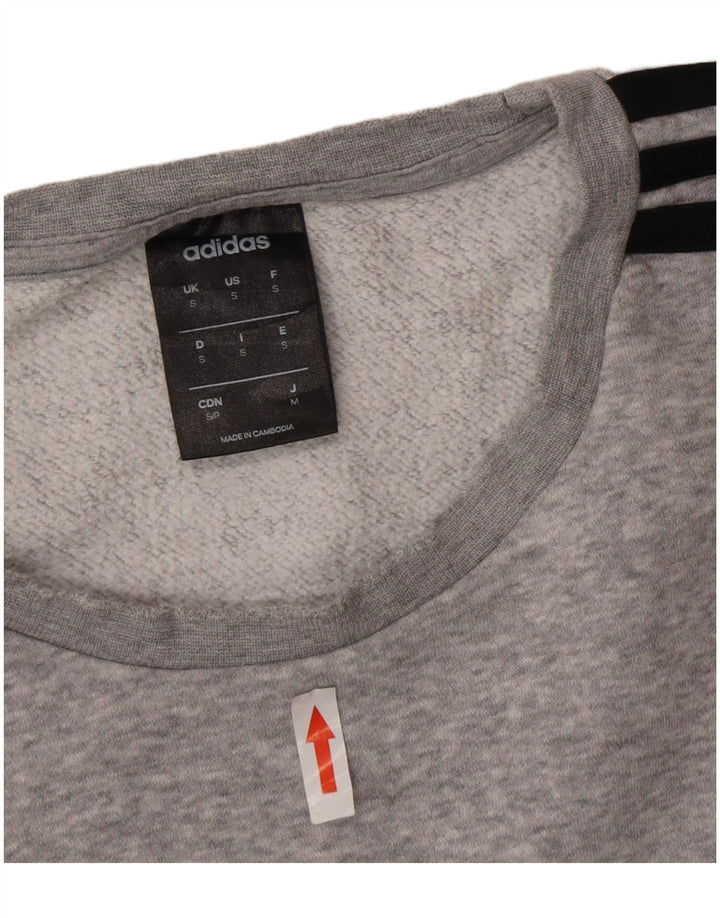 Adidas Hombre Sudadera Gráfica Jersey Pequeño Algodón Moteado Gris