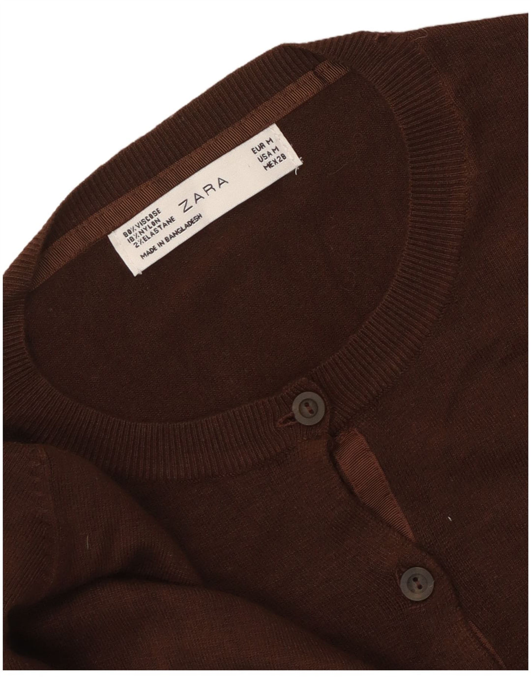 Zara Mujer Cárdigan Suéter UK 44 Viscosa Marrón Medio
