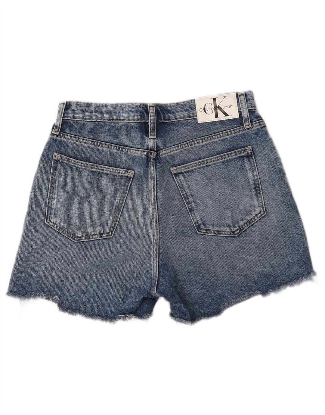 Calvin Klein Pantalones cortos desgastados de mezclilla para mujer W28 Algodón azul medio