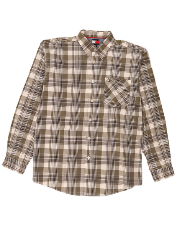 Tommy Hilfiger Camisa Niño 15-16 Años XL Caqui Cuadros Algodón