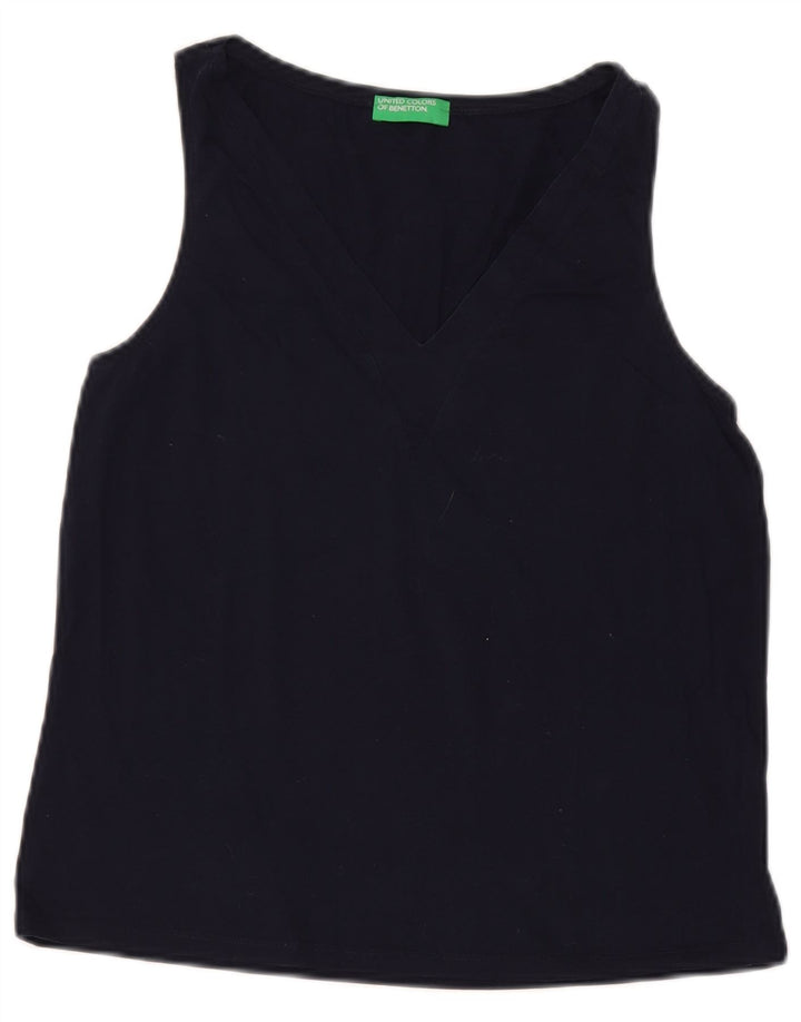 Benetton Camiseta Sin Mangas Mujer UK 40 Small Azul Marino Algodón