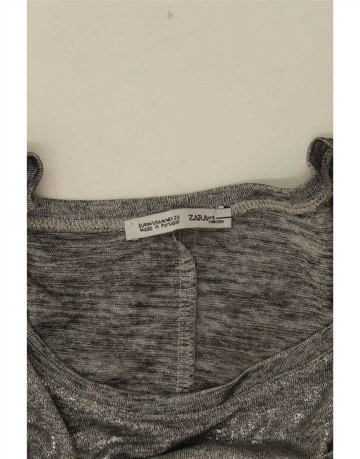 Zara Mujer Blusa Sin Mangas Top UK 44 Gris Medio