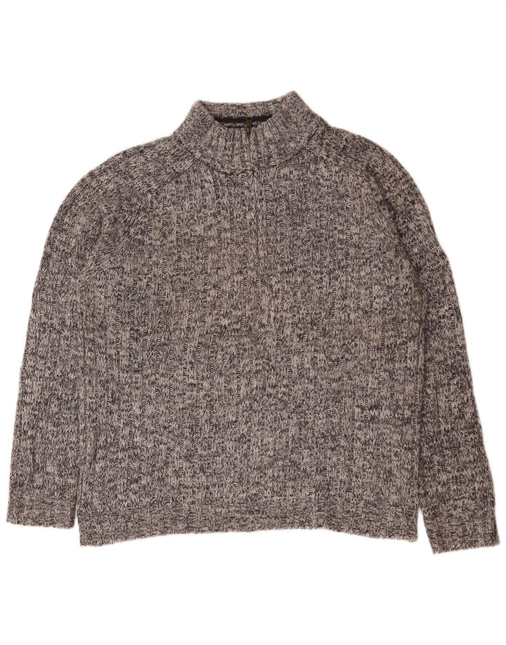 Marks & Spencer Suéter tipo jersey con cuello y cremallera para hombre de lana moteada gris grande