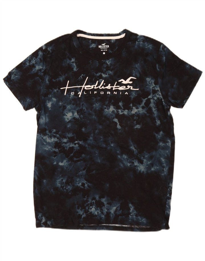 HOLLISTER Camiseta gráfica para hombre Top pequeño de algodón teñido anudado en azul marino