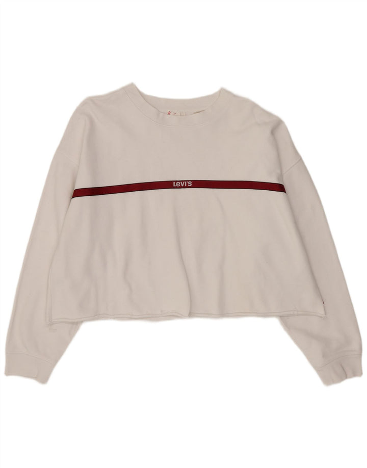 Levi's Sudadera corta extragrande para mujer, talla 40, talla grande, color blanco a rayas