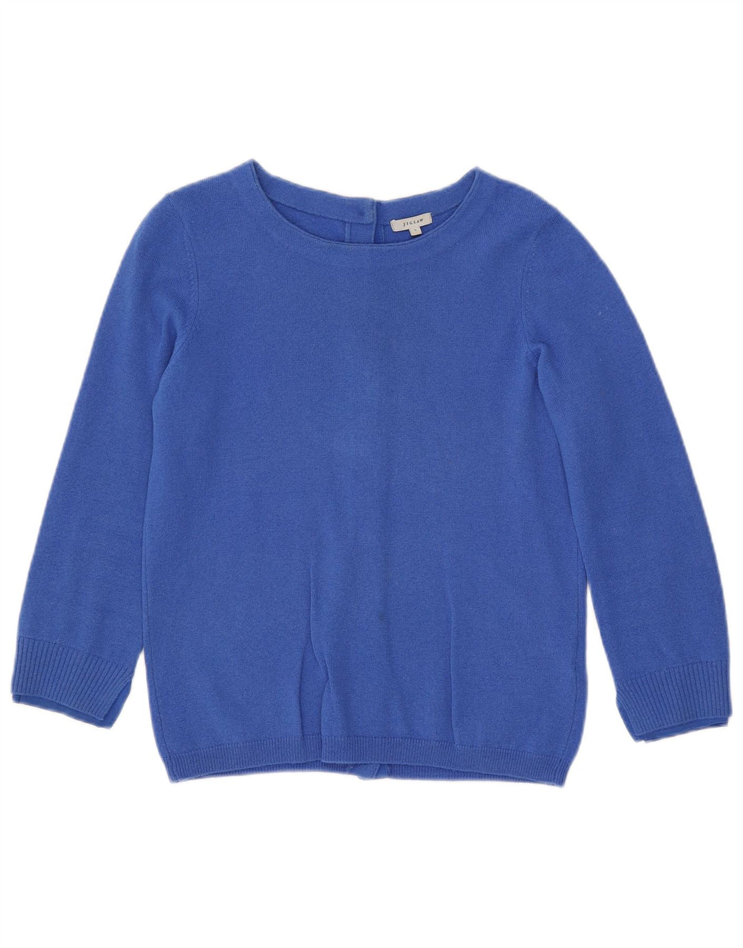 JIGSAW Suéter tipo cárdigan de manga 3/4 para mujer UK 10 Small Blue Wool