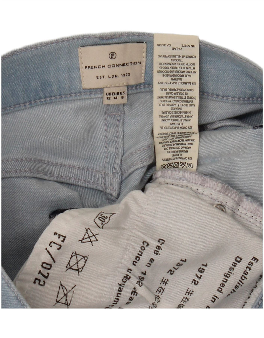 FRENCH CONNECTION Vaqueros ajustados para mujer UK 12 Medium W30 L28 Algodón azul