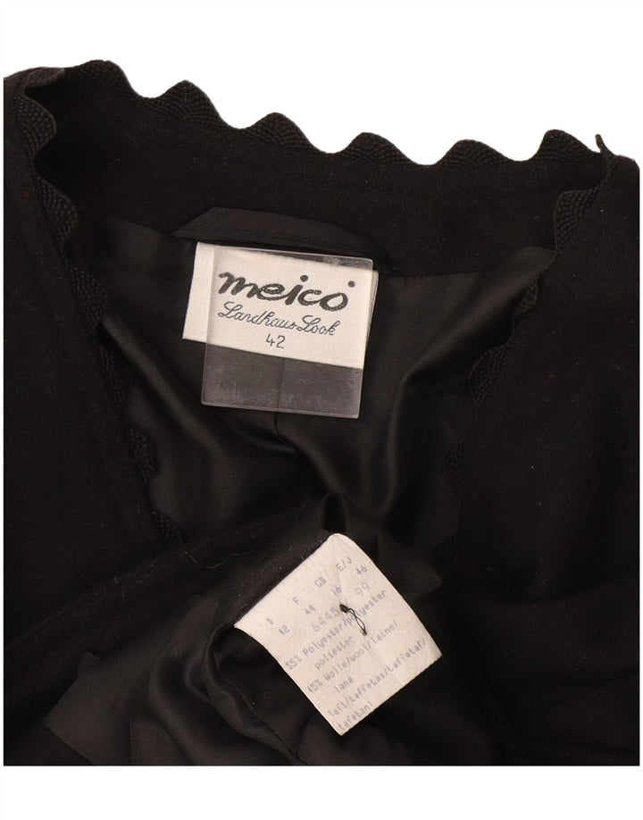 Meico Chaqueta tipo blazer corta con 3 botones para mujer UK 46 Grande Poliéster negro