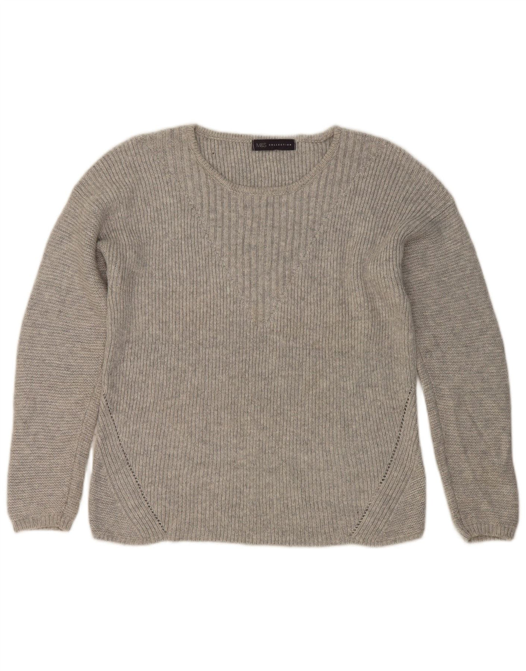 Marks & Spencer - Jersey para mujer con cuello barco, talla 40, talla mediana, color plateado