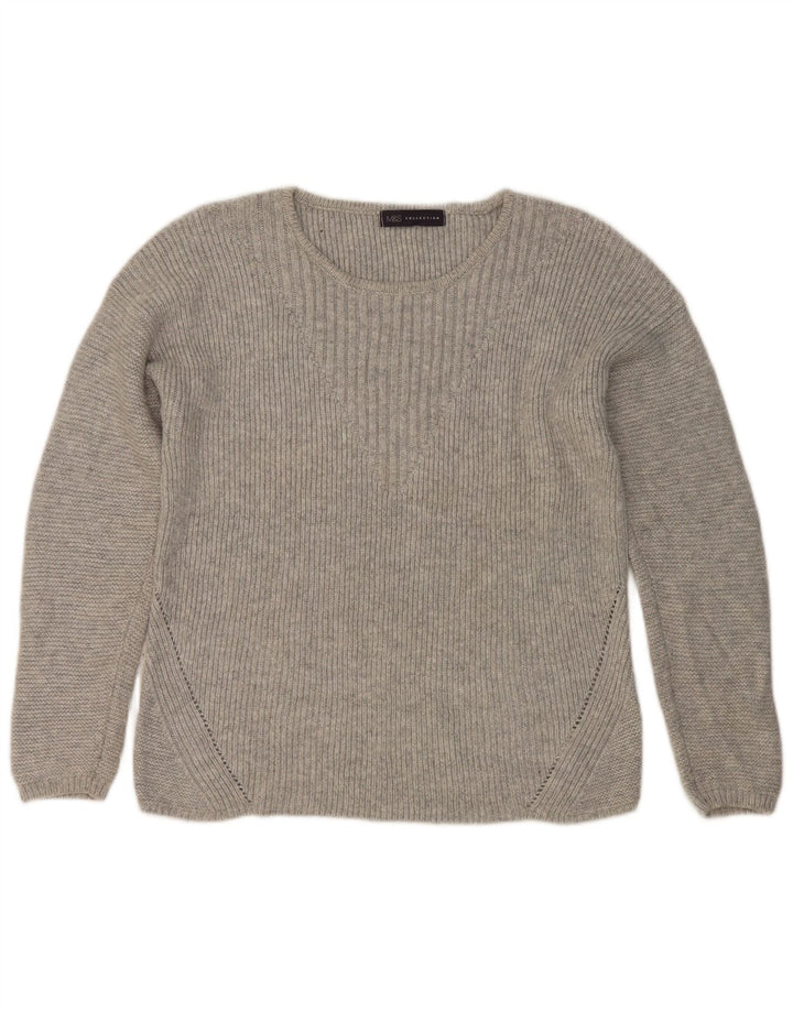 Marks & Spencer - Jersey para mujer con cuello barco, talla 40, talla mediana, color plateado