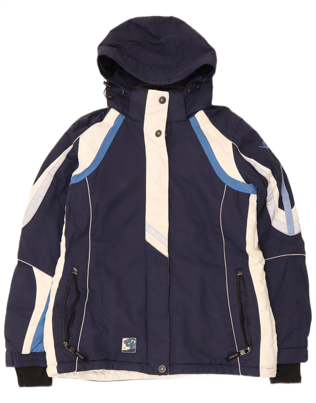 Chaqueta de esquí con capucha para mujer Iguana EU 40 Medium Azul marino Colorblock
