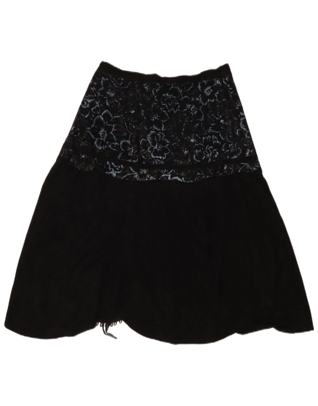 VINTAGE Falda cruzada para mujer W30 Mediana Negro Floral