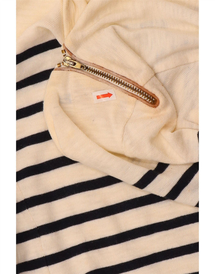 Massimo Dutti Top Mujer Manga 3/4 UK 40 Medio Algodón Rayas Blanco Roto