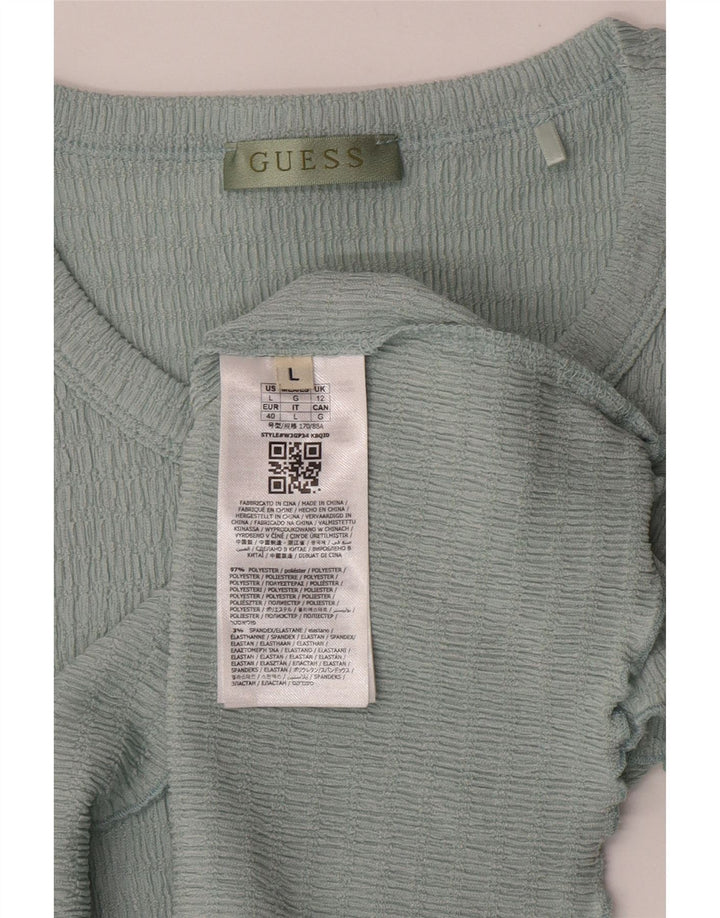 Guess Camiseta corta para mujer Top UK 12 Poliéster azul medio