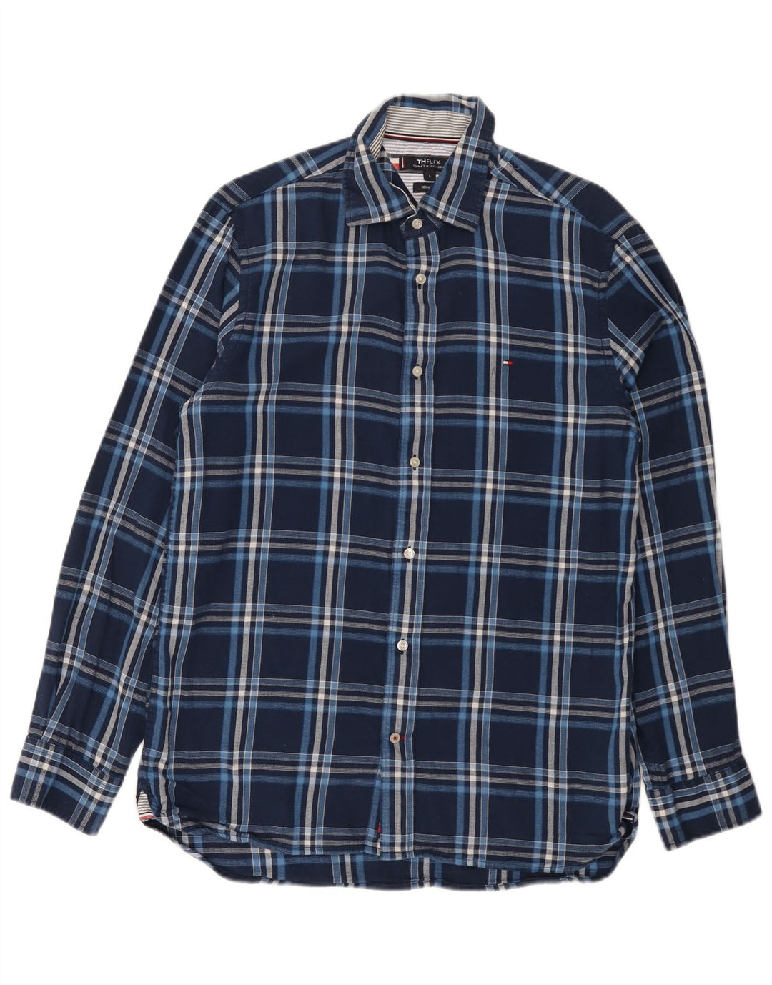 Camisa Tommy Hilfiger de corte regular para hombre de algodón a cuadros azul marino grande