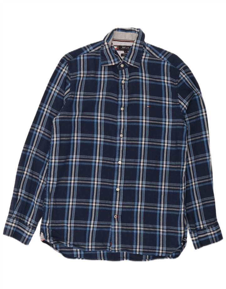 Camisa Tommy Hilfiger de corte regular para hombre de algodón a cuadros azul marino grande
