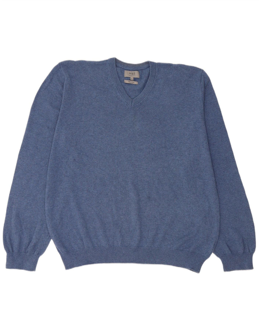Marks & Spencer - Jersey con cuello en V para hombre, talla 2XL, algodón azul