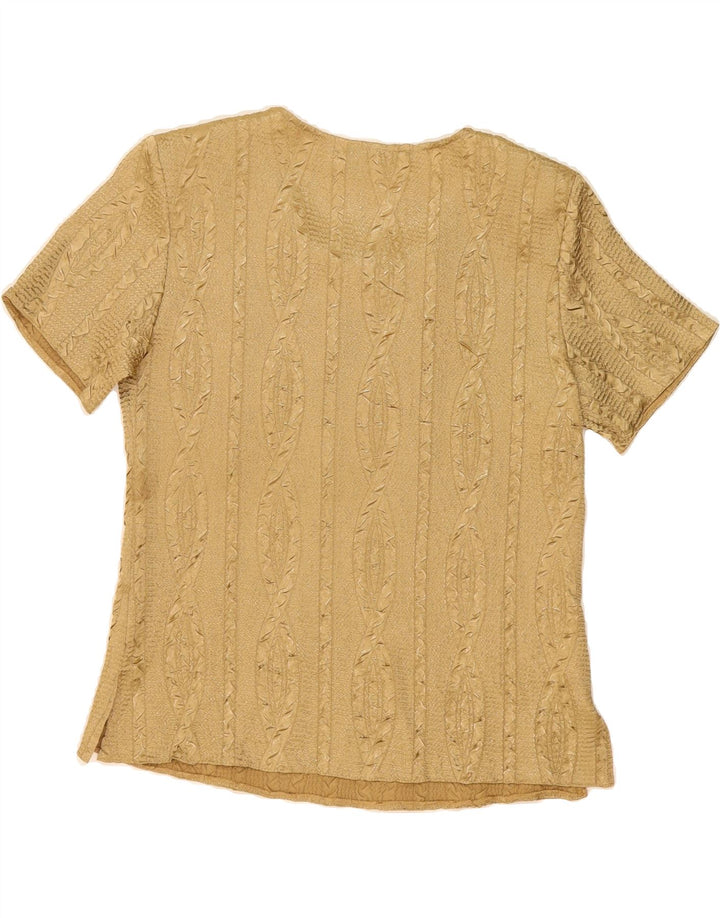 VINTAGE Womens Blouse Top UK 14 Medium Beige Polyester Vintage Vintage and Second-Hand Vintage from Messina Hembry 