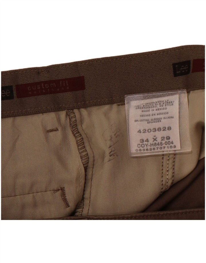 Pantalones chinos rectos de corte personalizado para hombre Lee W34 L29 Algodón marrón