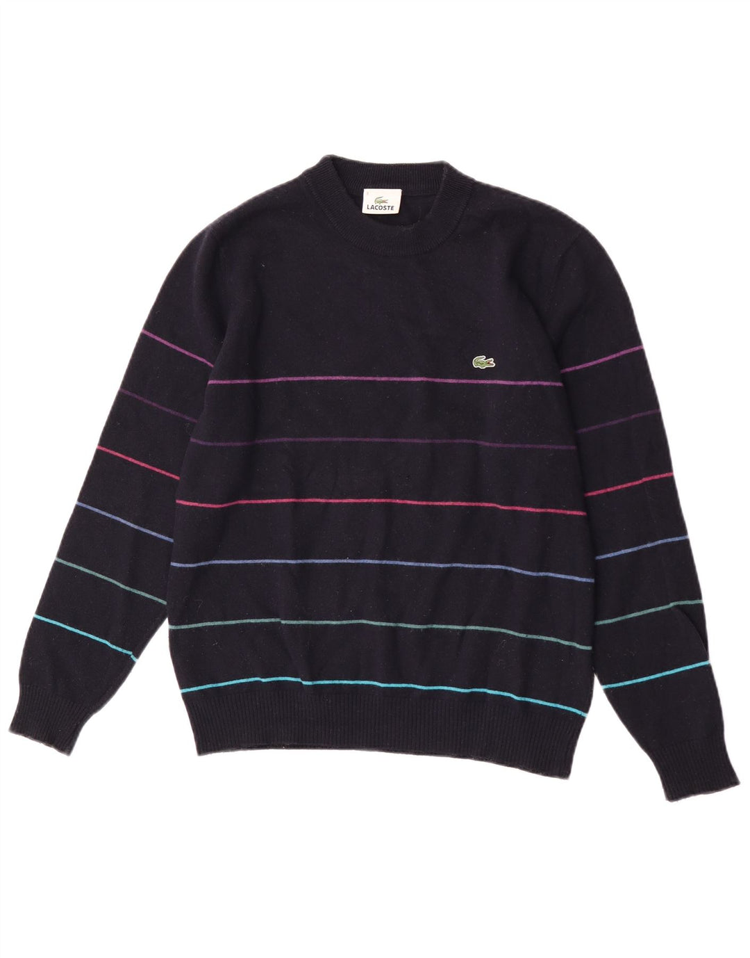 Lacoste Jersey de cuello redondo para hombre talla 3 pequeño azul marino a rayas