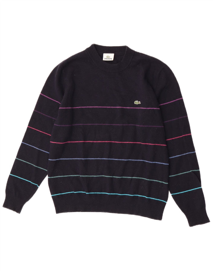 Lacoste Jersey de cuello redondo para hombre talla 3 pequeño azul marino a rayas